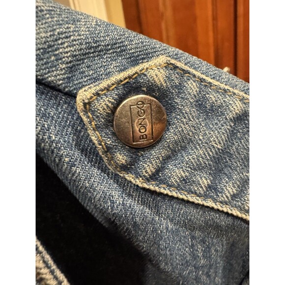 Vintage 80s 90s BONGO Denim Jean Jacket Military Moto Style Shoulder Epaulette - Picture 3 of 11